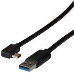 USB 3.2 Gen1 5Gbit 3A Kabel, Typ-A, Stecker - Typ-C Stecker 90&deg;, 3m