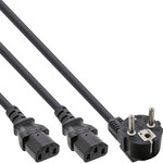InLine&reg; Netz-Y-Kabel, 1x Schutzkontakt ST zu 2x Kaltger&auml;te ST, 1m