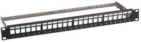 Verteilerfeld 19" 1HE 24-Port metall grau, mit 24x Keystone slimline CAT6a