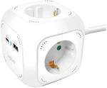 Outlet Strip, 4 safety sockets, w/ 1x USB-A, 1x USB-C, 20W PD, Cube