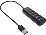 InLine&reg; USB 2.0 Hub, 4 Port, schwarz, mit USB DC Kabel, Kabel 30cm, schmal