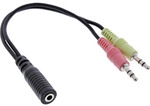 InLine&reg; Audio Headset Adapterkabel, 2x 3,5mm Stecker an 3,5mm Buchse CTIA, 0,15m