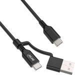 InLine&reg; 2-in-1 USB-C Kabel + USB-A Adapter, USB 2.0, 100W, TPE, schwarz, 1m