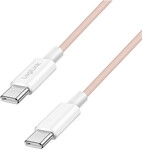 USB 2.0 Type-C cable, C/M to C/M, 480 Mbps, 60W, nylon, pink, 1 m