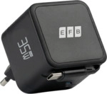 Ladeger&auml;t 35W 1xUSB-C PD3.0 GaN QC3.0, USB-C Kabel ausziehbar 0,7m schwarz