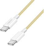 USB 2.0 Type-C cable, C/M to C/M, 480 Mbps, 60W, nylon, yellow, 1 m