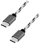 USB 2.0 Type-C 3-pack cable set, C/M to C/M, alu, nylon, white/black