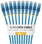 STARTECH.COM 50cm Blue Slim CAT6 Cable 10 Pack Snagless 100W PoE UTP LSZH 28AWG...