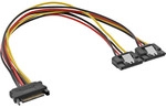 InLine&reg; SATA Strom-Y-Kabel, SATA Buchse an 2x SATA ST mit Lasche, 0,30m