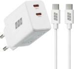 Ladeger&auml;t 45W 2xUSB-C Set PD3.0 GaN QC3.0, inkl. 2m USB-C Ladekabel wei&szlig;