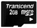 SD microSD Card 2GB Transcend w/adapter retail