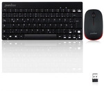 Perixx PERIDUO-712 DE W, Mini Tastatur und Maus Set, schnurlos, schwarz