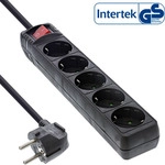 InLine&reg; Steckdosenleiste, 5-fach Schutzkontakt, schwarz, 1,5m