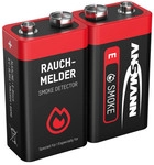 ANSMANN 1515-0006 Alkaline-Batterie f&uuml;r Rauchmelder, 6LR61 9V Block (E) 2er-Pack
