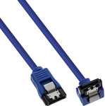 InLine&reg; SATA 6Gb/s Anschlusskabel rund, abgewinkelt, blau, mit Lasche, 0,5m