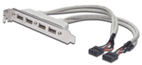 DIGITUS Slotblech 4xUSB/A -> IDC 2x10Pin Bu/Bu 0.25m Polybeutel