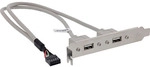 InLine&reg; Slotblech USB 2.0, 2x Buchse auf 10pol Pfostenverbinder, 0,35m