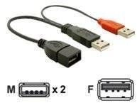 DELOCK USB Y-Kabel A -> 2x A Bu/St 0.225m