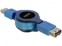 DELOCK USB3.0 Verl. A -> A St/Bu 1.00m blau Aufrollfu
