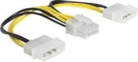 DELOCK Stromkabel 8pin EPS -> 2x 4pin Molex Bu/St 0.15m