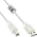 InLine&reg; USB 2.0 Kabel, A an B, transparent, mit Ferritkern, 2m