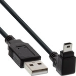 InLine&reg; USB 2.0 Mini-Kabel, ST A/Mini-B ST 5pol, unten abgew. 90&deg;, schwarz, 2m