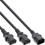 InLine&reg; Netz-Y-Kabel, Kaltger&auml;te, 1x IEC-C14 auf 2x IEC-C13, 1,8m