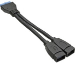 InLine&reg; USB 3.0 Adapterkabel, 2x Buchse A auf Pfostenanschluss 19polig, 0,15m