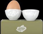 FIFTYEIGHT Eierbecher Set Nr.3 - Gl&uuml;cklich & Hmpff wei&szlig;