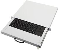 aixcase 19 Rack 1U Tastatur DE Trackball PS2&USB lichtgrau