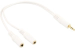 InLine&reg; Klinken Y-Kabel, 3,5mm ST an 2x 3,5mm BU, Stereo, wei&szlig;/vergoldet, 0,1m