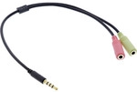InLine&reg; Headset Adapterkabel, 3,5mm Stecker an 2x3,5mm Buchse, schwarz, 0,25m