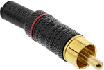 InLine&reg; Cinchstecker L&ouml;tversion, Metall schwarz, Ring rot, f&uuml;r 6mm Kabel
