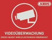 ABUS Warnaufkleber Video -D- AU1420 148x105mm rot mit Abus Logo