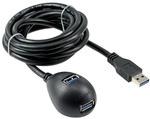 InLine&reg; USB 3.2 Gen.1 Verl&auml;ngerung, A Stecker auf 2x A Buchse, Standfu&szlig;, 1m
