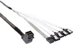 InLine&reg; Mini SAS HD Kabel, SFF-8643 gewinkelt zu 4x SATA + Sideband, 0,5m