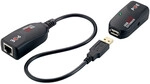USB 2.0 Cat.5 extender, 50 m, pigtail, POC, black