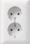 GIRA 078803 SCHUKO-Doppelsteckdose Voll- platte o.Krallen Standard 55 Reinwei&szlig; gl