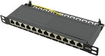 Patchpannel 10"" 12 Port Cat6A STP black 0.5 HE LogiLink