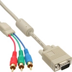 InLine&reg; VGA RGB Kabel, VGA Stecker an 3x Cinch Stecker, 2m