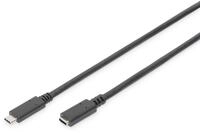 DIGITUS USB 3.2 Verl&auml;ngerungskabel Typ C -C St/Bu 0.7m, sw