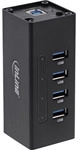 InLine&reg; USB 3.2 Hub, 4 Port, Aluminiumgeh&auml;use, schwarz, mit 2,5 A Netzteil