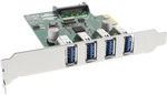 InLine&reg; Schnittstellenkarte, 4x USB-A, USB 3.2 Gen.1, PCIe, inkl. LP Slotblech