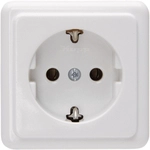 KOPP AP Schuko 1fach 101802000 arktis-weiss mit Bodenplatte