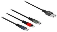 DELOCK USB Ladekabel 3in1 Lightning/Micro USB/USB Type-C 1m