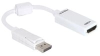 DELOCK Displayport Adapter DP -> HDMI St/Bu 0.22m Kabel wei&szlig;
