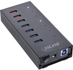 InLine&reg; USB 3.0 Hub, 7 Port, Aluminiumgeh&auml;use mit 2,5A Netzteil, schwarz