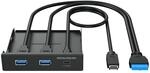 GRAUGEAR Multi Frontblende 3-Port USB-HUB, 1x USB-C,2x USB-A retail