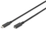 DIGITUS USB 2.0 Verl&auml;ngerungskabel Typ C -C St/Bu 2.0m, sw