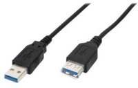 DIGITUS USB 3.0 Verl&auml;ngerungskabel Typ A -A St/Bu 1.8m, sw